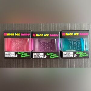Nee Doh Nice Ice Baby Super Solid Squish Toy - Pink, Purple, Teal Lot of 3!